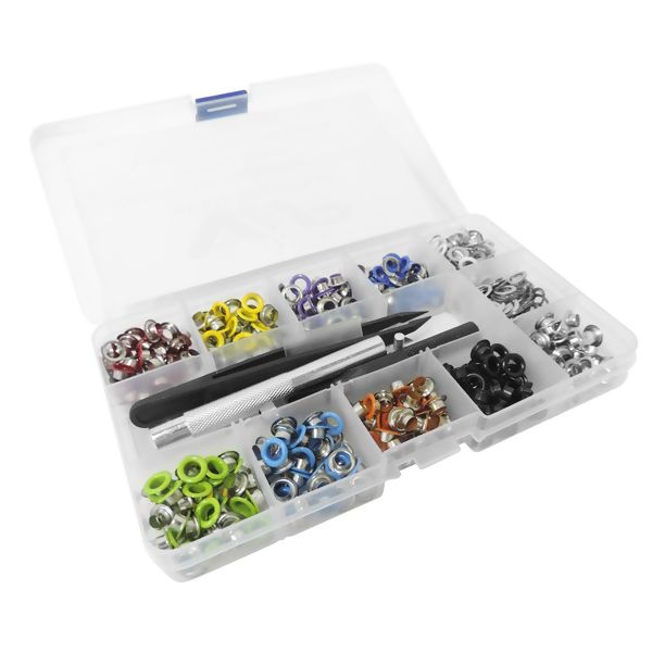 Kit Aplicador de ilhós com 400 ilhós coloridos + Vazador Completo
