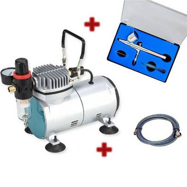 MINI COMPRESSOR COM KIT AERÓGRAFO